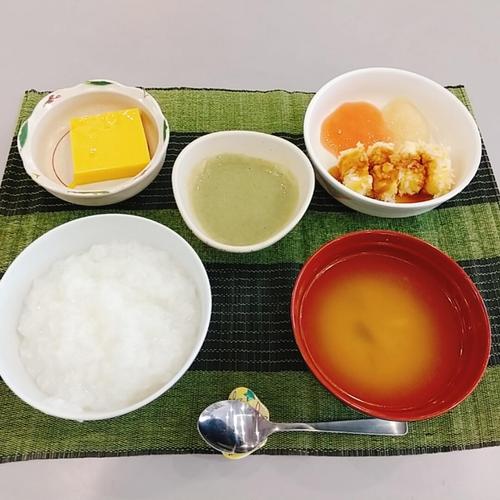 6.27まぐろカツフライ・豆腐と青梗菜の蟹あんかけ・里芋の味噌汁・南瓜ババロア　ソフト食.jpg